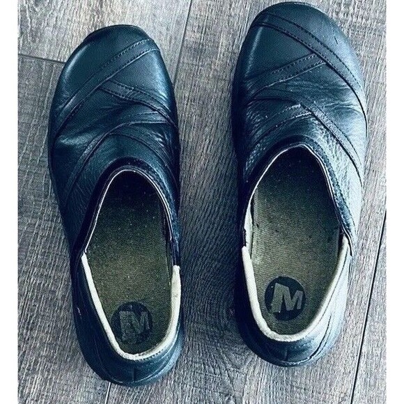 Merrell Primo Patch Loafers Clogs Shoes Womens Size 8 US 38.5 EU Black Leather - Picture 6 of 15